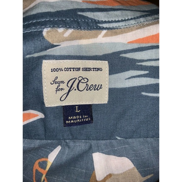 J. Crew Mens Sailboat Lighthouse Blue Shirt size Large - Picture 5 of 5